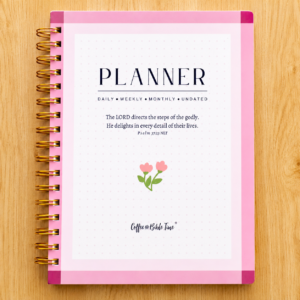 Undated Christian Planner by Coffee and Bible Time with Weekly, Monthly views, sermon notes and bullet journal