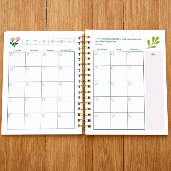 Christian Planner with Bible Reading Log | Spiral Undated Planner for Women