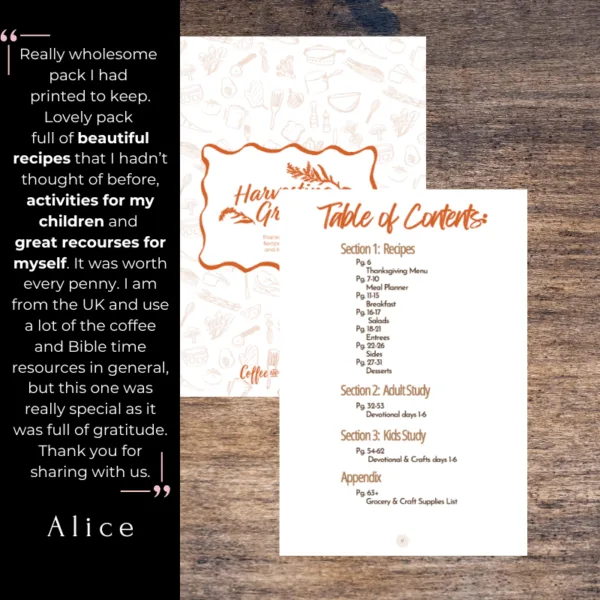 Harvesting Gratitude -Thanksgiving Devotional, Recipes, and Kids Activities