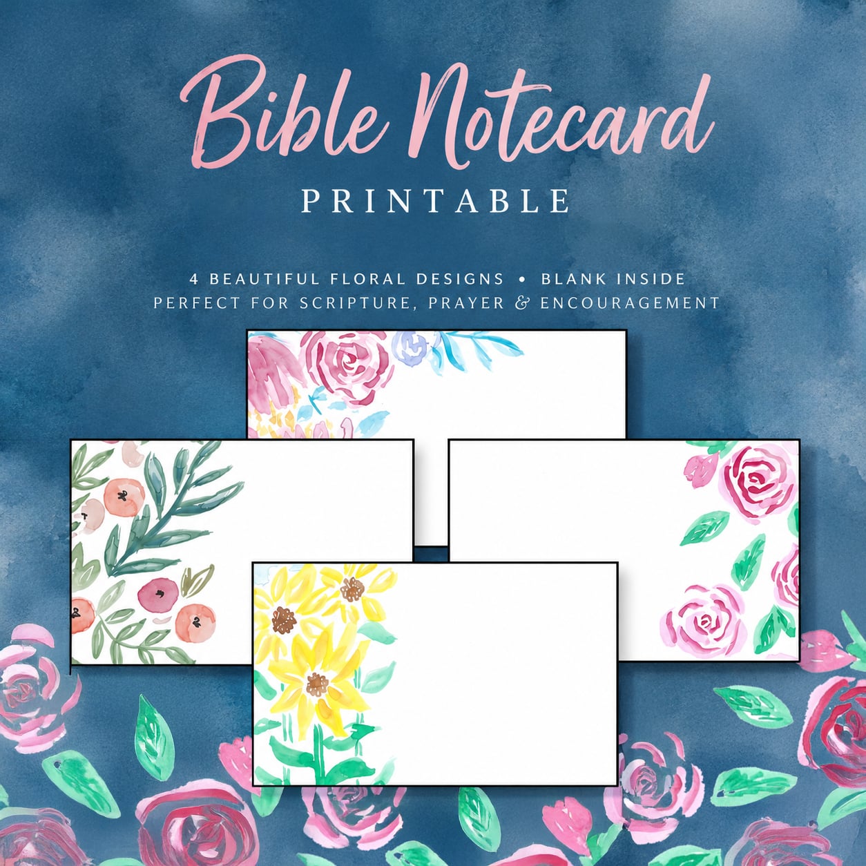 Bible Notecard Printable | Floral Christian Notecards Set – Coffee and ...