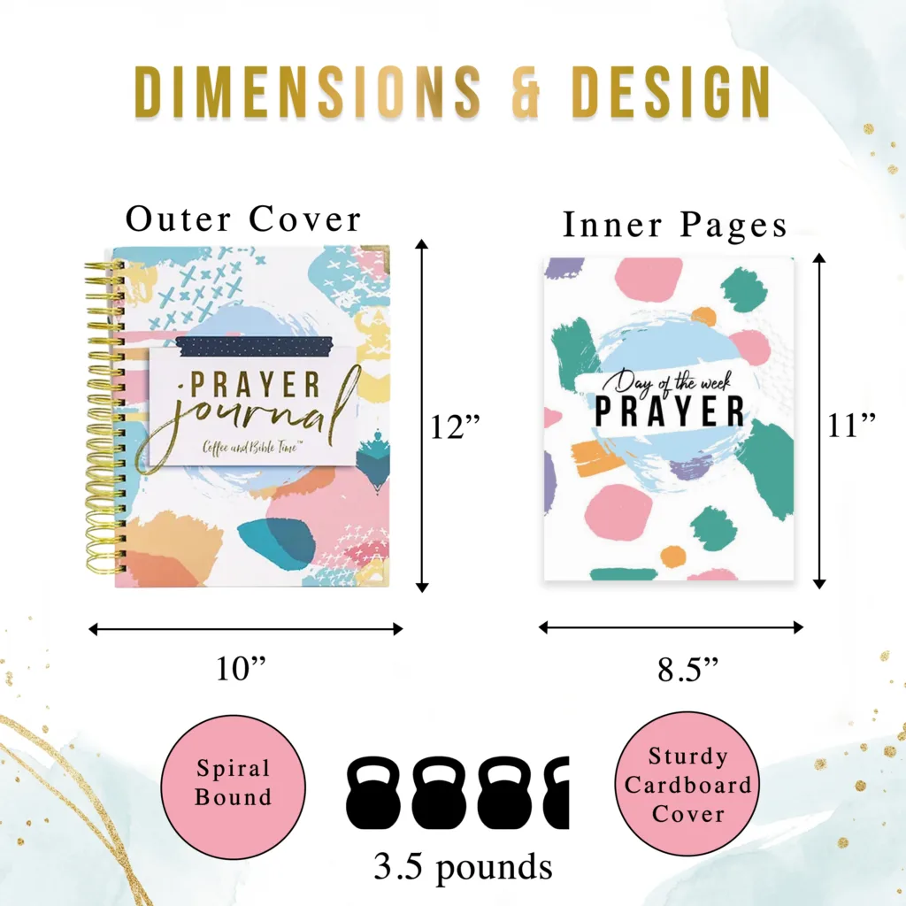 Prayer Journal Dimensions 10 x 12 outer cover and 11 x 8.5 inner