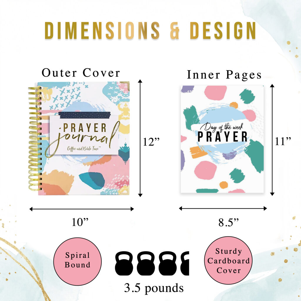 Prayer Journal Dimensions 10 x 12 outer cover and 11 x 8.5 inner