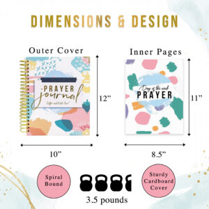 Prayer Journal Dimensions 10 x 12 outer cover and 11 x 8.5 inner