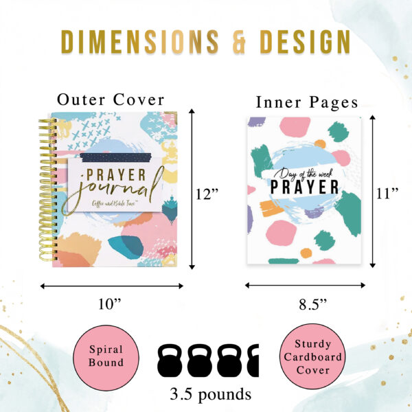 Prayer Journal Dimensions 10 x 12 outer cover and 11 x 8.5 inner