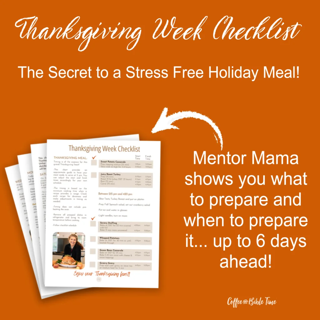 Thanks giving Week Checklist. The secret to a Stress Free Holiday Meal. Prepare ahead up to 6 days!