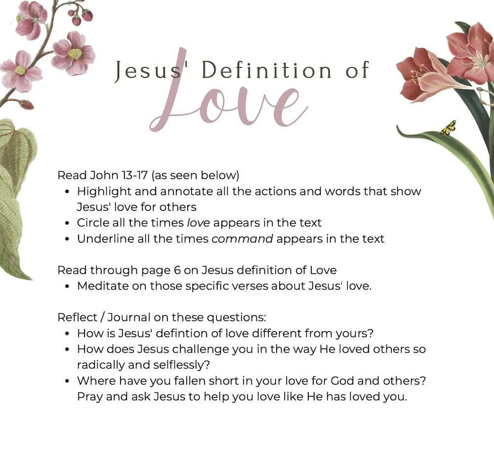 Jesus’ Definition of Love WorkSheet