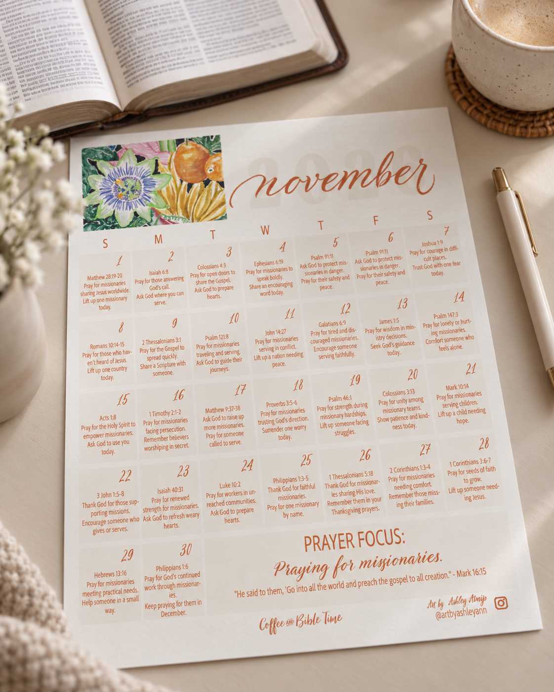 November Prayer Calendar