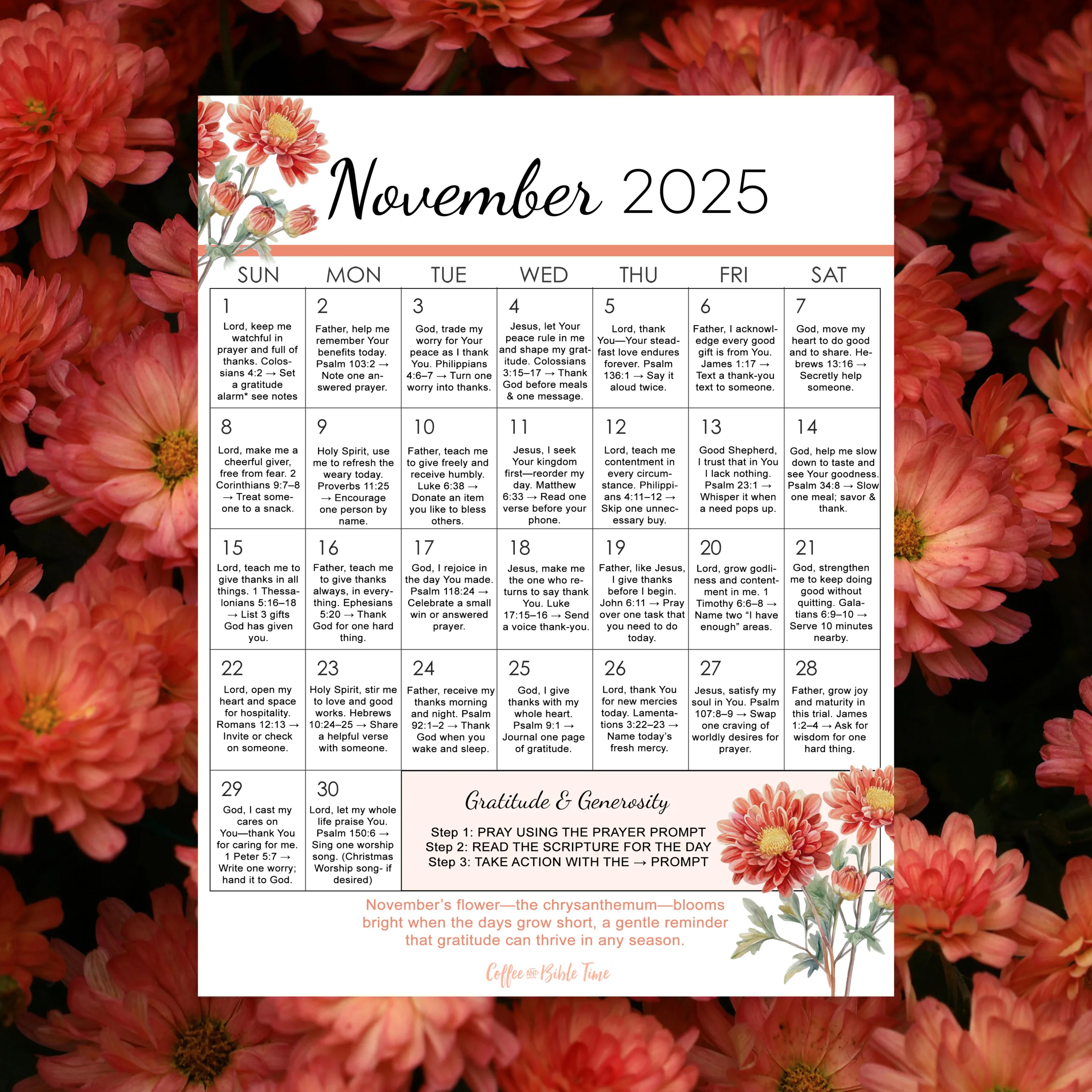 November Prayer Calendar