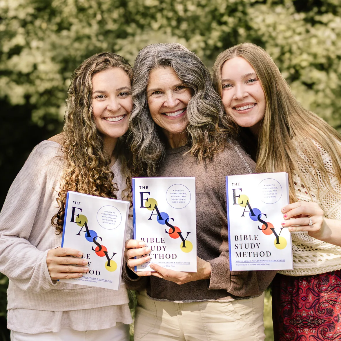 Ashley, Ellen and Taylor with Coffee and Bible Time with their book the EASY Bible Study Method