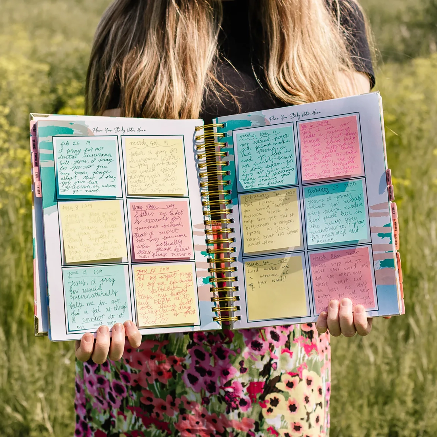 Discover a beautiful, guided prayer journal designed to help women grow in faith. With sticky notes, Scripture-based prompts, and space for reflection, this journal makes prayer simple and meaningful. Shown in a peaceful field setting, held out by hand—perfect for your quiet time routine.