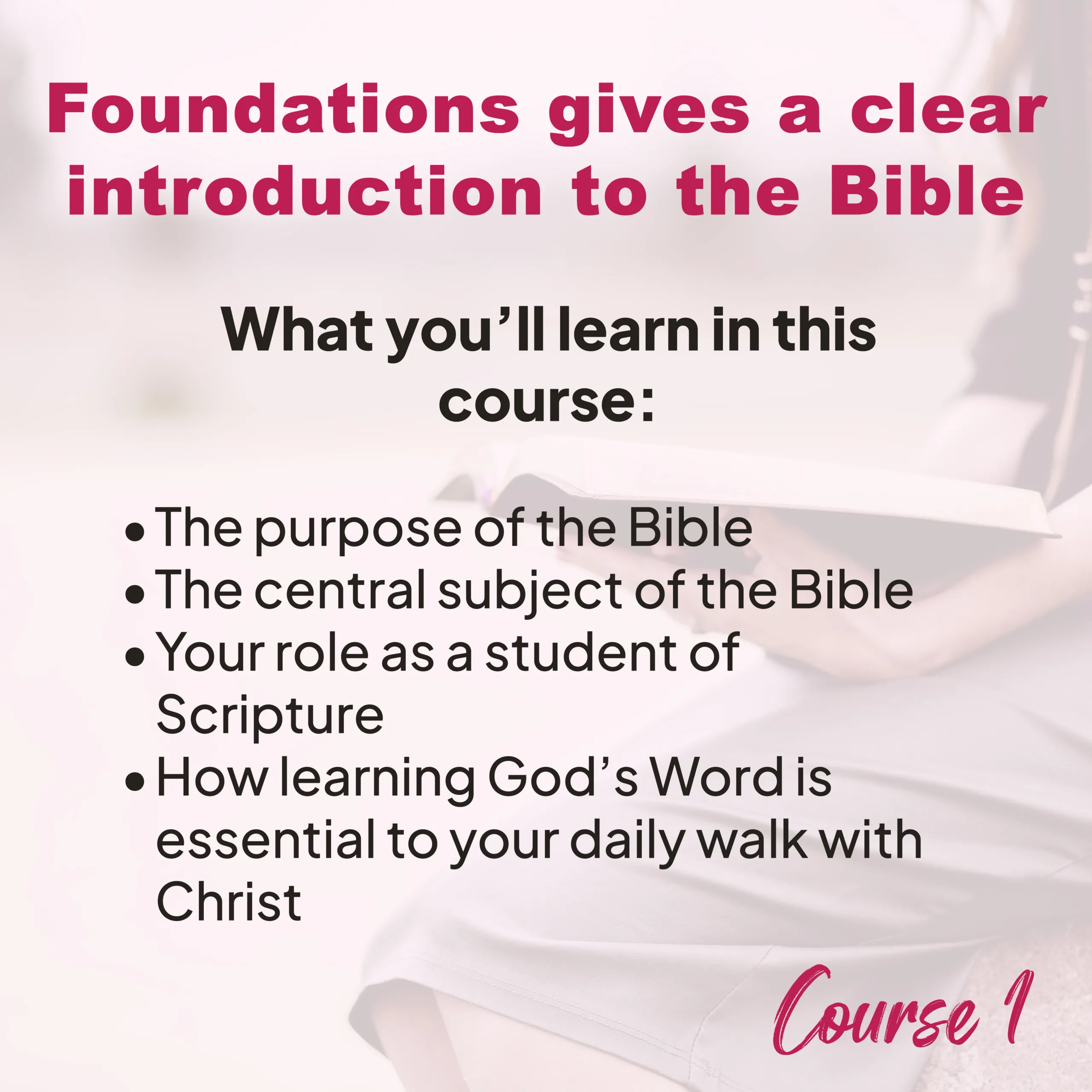 Foundations Course 1 in the Bible Study Academy