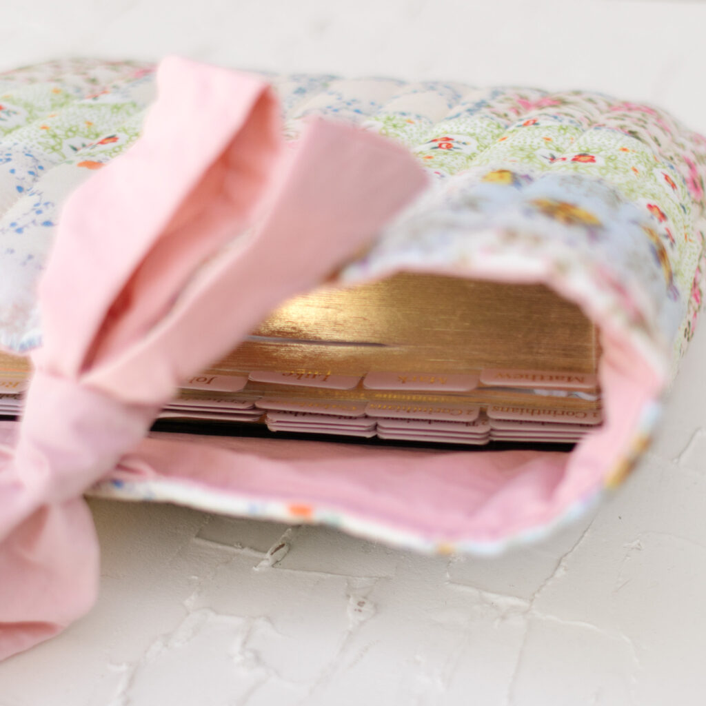 Quilted Bible Sleeve with Tie Closure | Cute Bible Cover Case